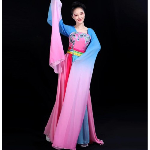 Women's water sleeves chinese folk dance dress ancient traditional classical fairy princess cosplay dresses